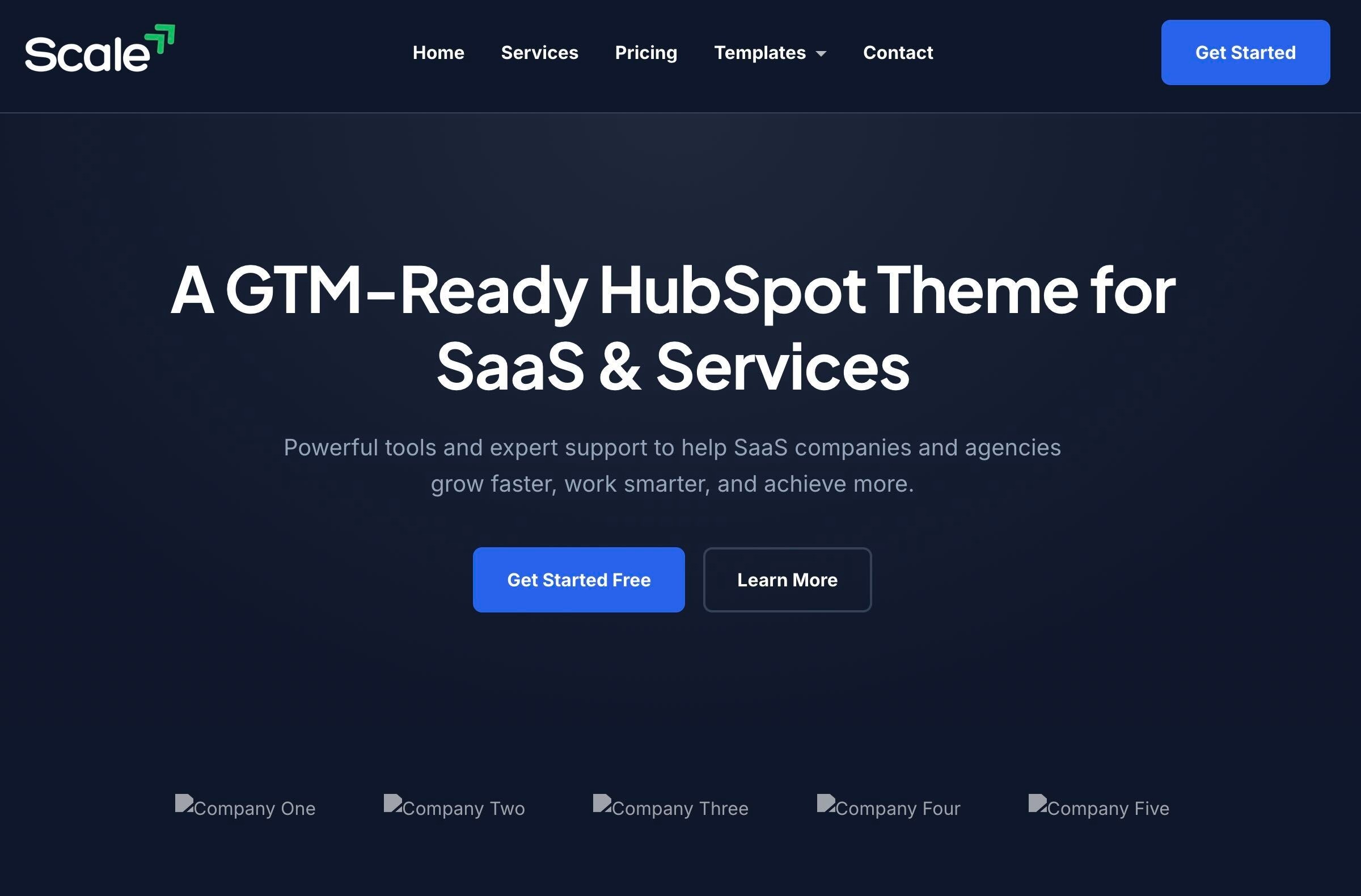 Dark Modern Design, ideal for SaaS and Service companies.